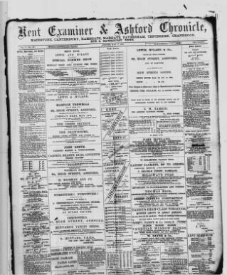 cover page of Kent County Examiner and Ashford Chronicle published on May 17, 1889